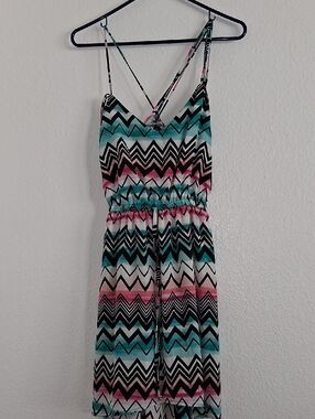 BeBop Chevron One-Piece Romper in Teal, Pink, Black Womans Medium